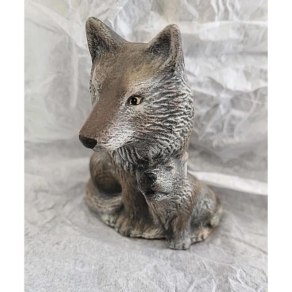 Wolf And Pup Handcrafted In Canada By Marion Imrie